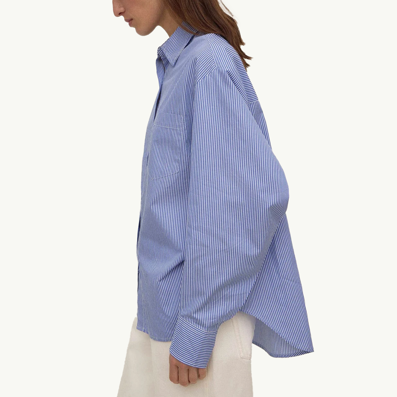 Ava Stripe Poplin Shirt - Navy Stripe
