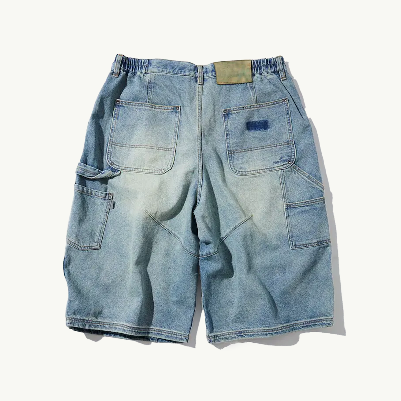 Super Wide Curve Double Knee Crop Denim - Blue