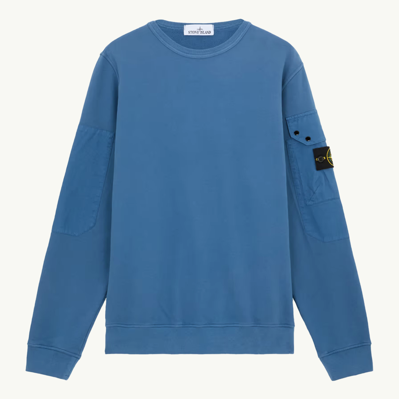 Sweatshirt Crew Patch Sleeve Pocket - Dark Blue 2481