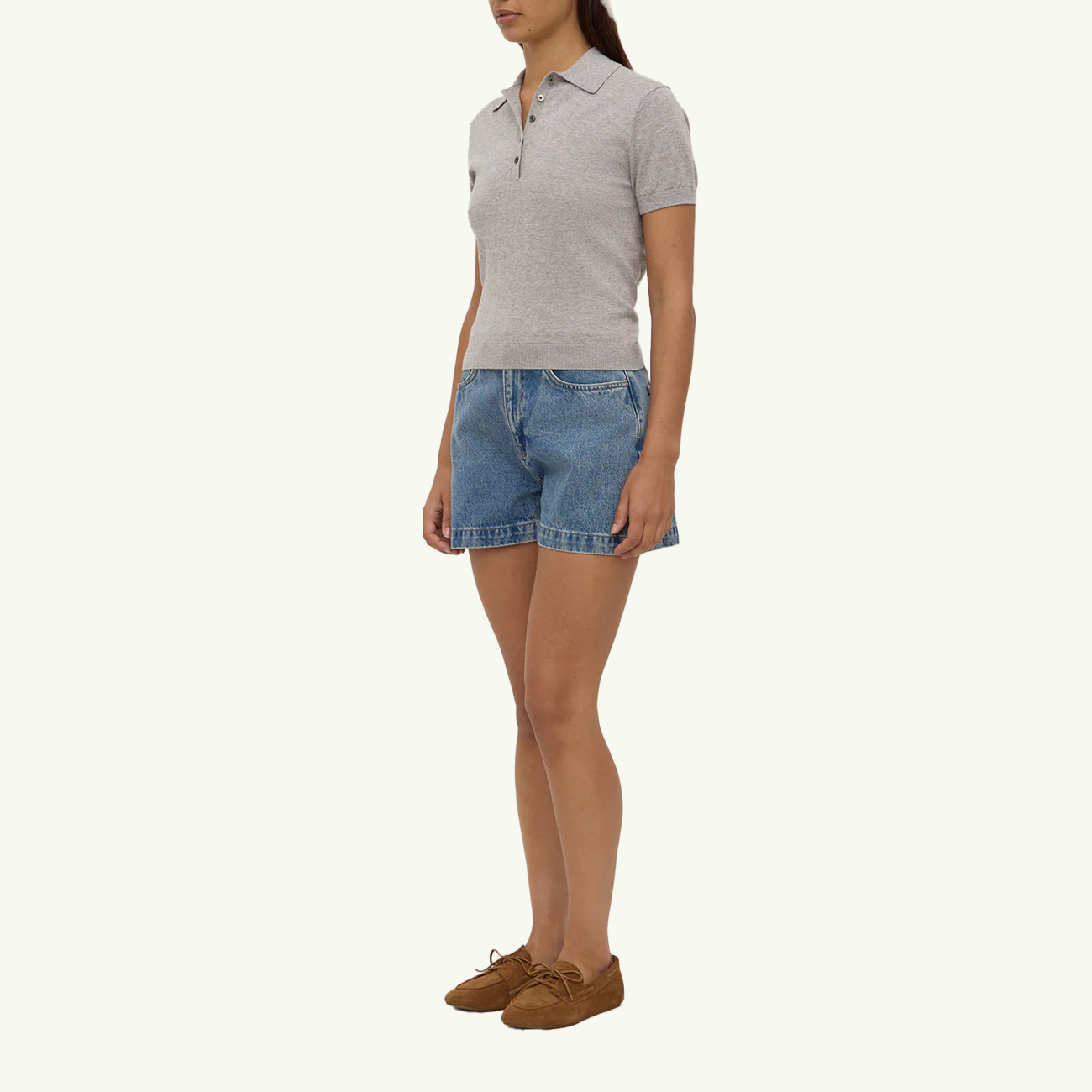 Sloane Cotton Cashmere Polo - Grey Marle