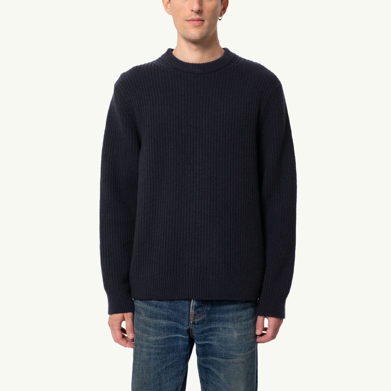 August Rib Cotton Sweater - Navy
