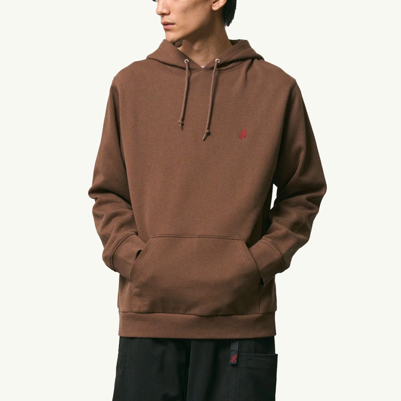 One Point Hooded Sweatshirt - Brown