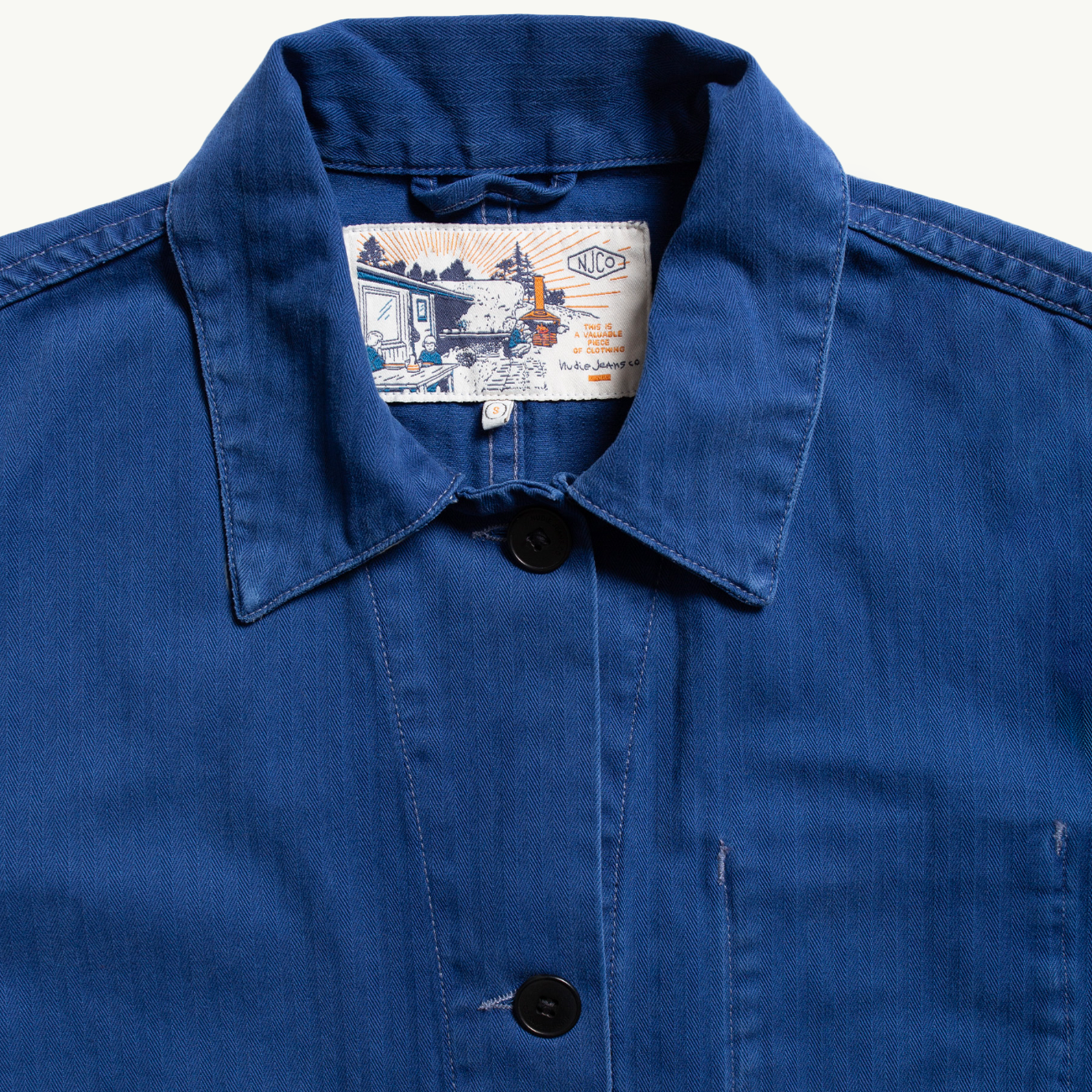 Lovis Herringbone Denim Jacket - Blue