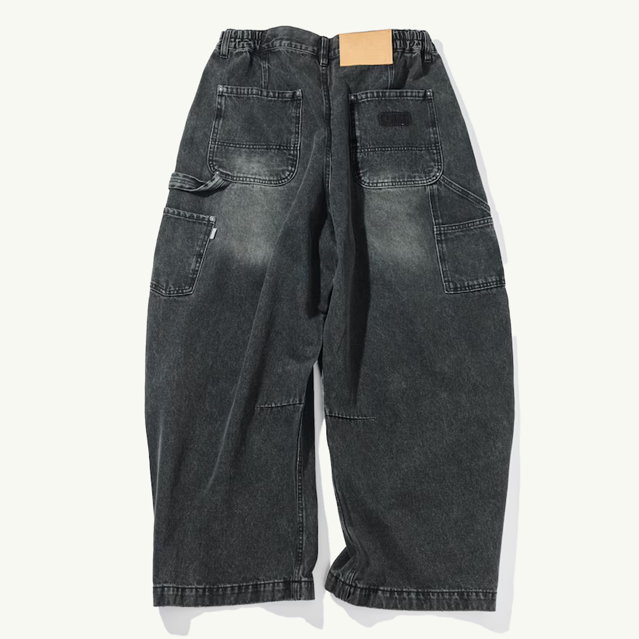 Super Wide Curve Double Knee Painter Denim - Black