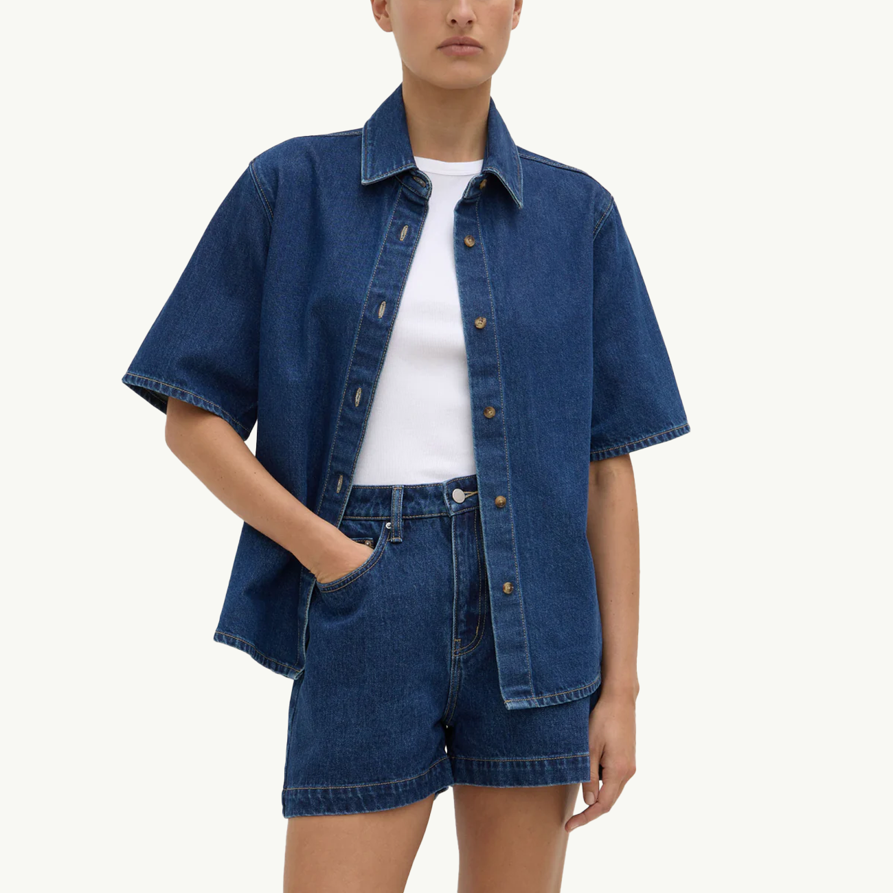 Boxy Denim Shortsleeve Shirt - Heritage Blue