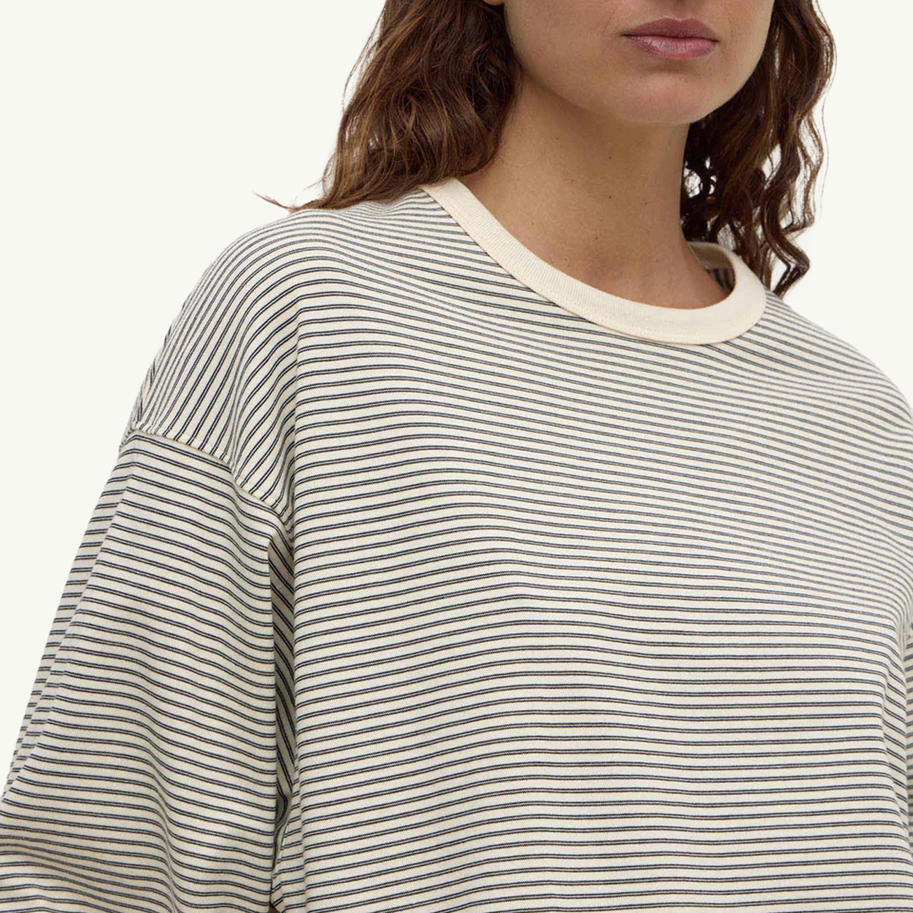 Malone Stripe Wide Sleeve Tee - Cream/Black