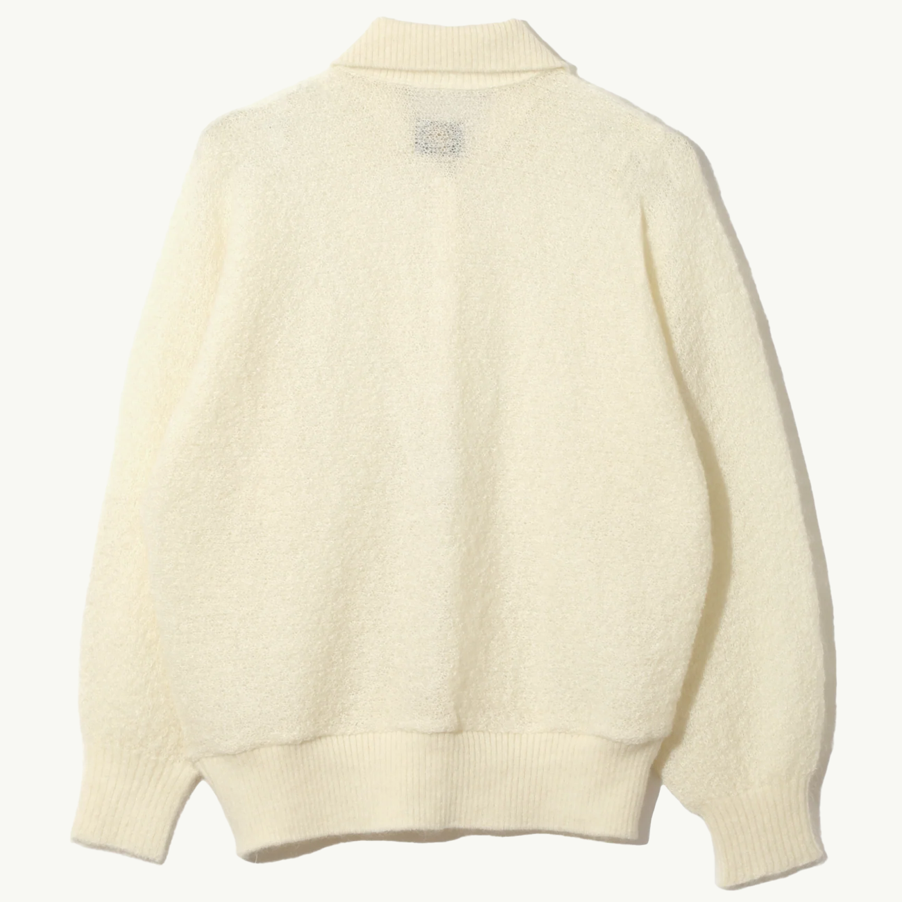 Round Collar Woven Crepe Cardigan - Ivory