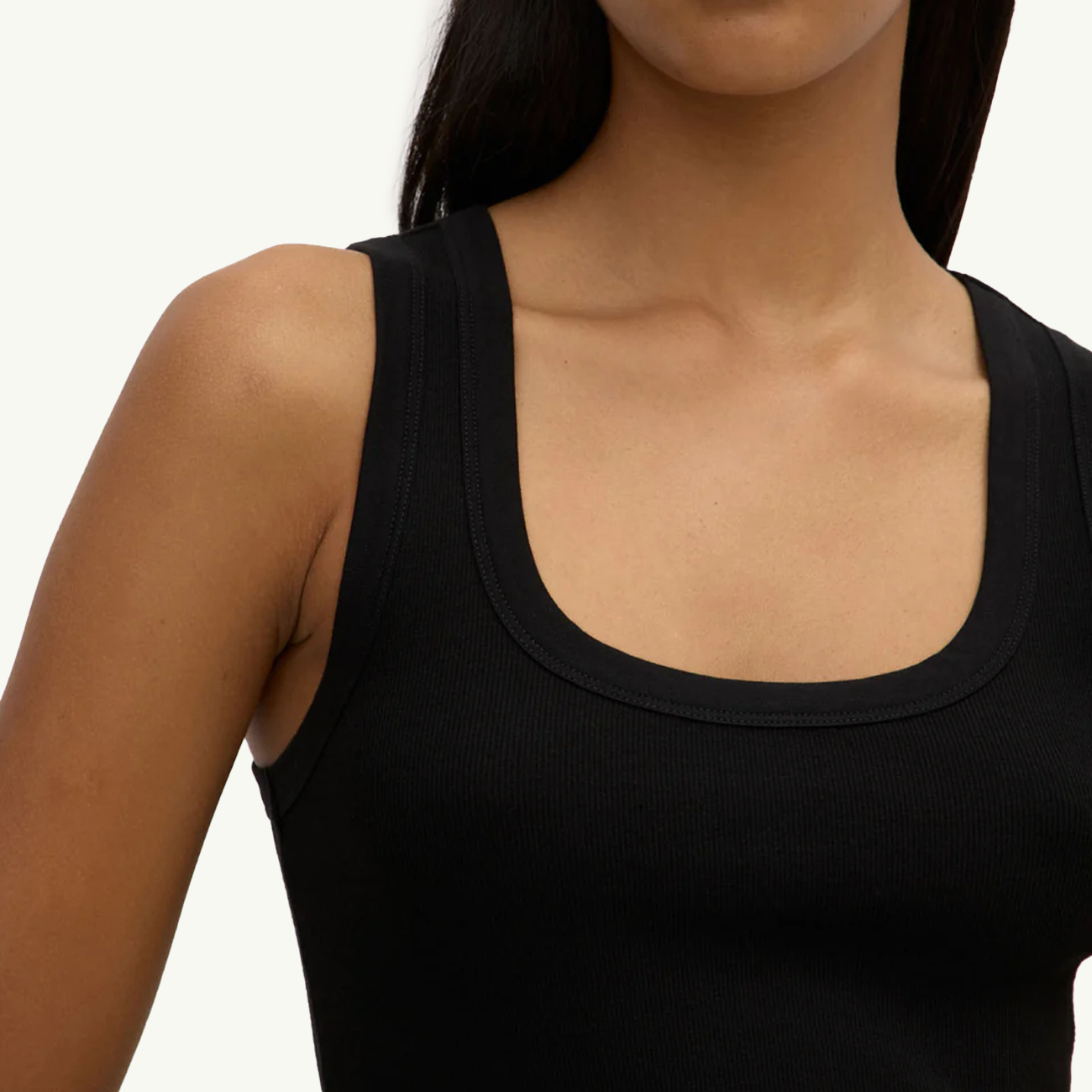 Robyn Scoop Neck Rib Tank - Black