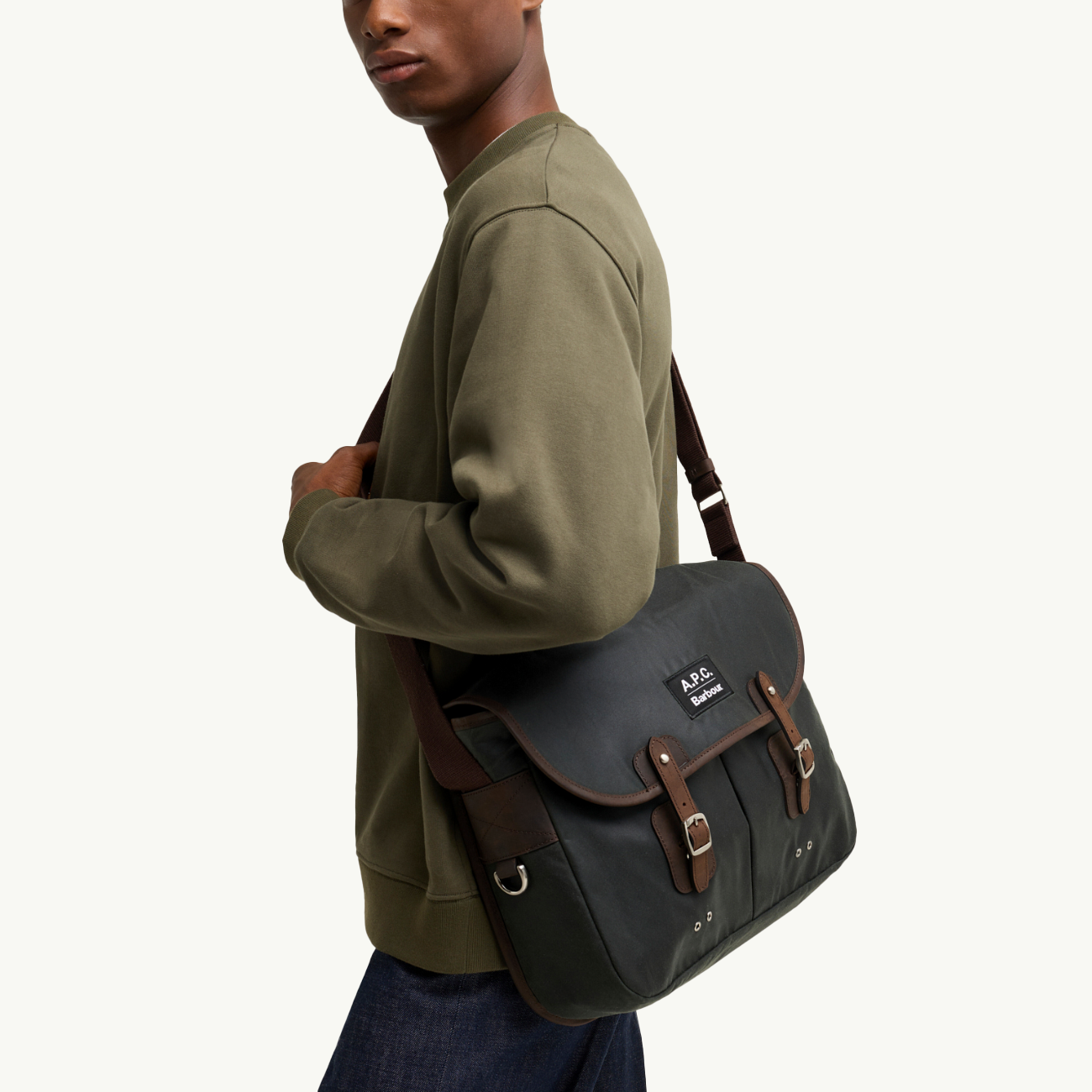 Barbour x A.P.C. Wax Tarras Bag - Dark Sage