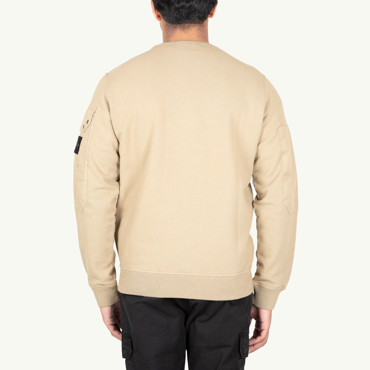 Sweatshirt Crew Patch Sleeve Pocket - Biscuit 9481