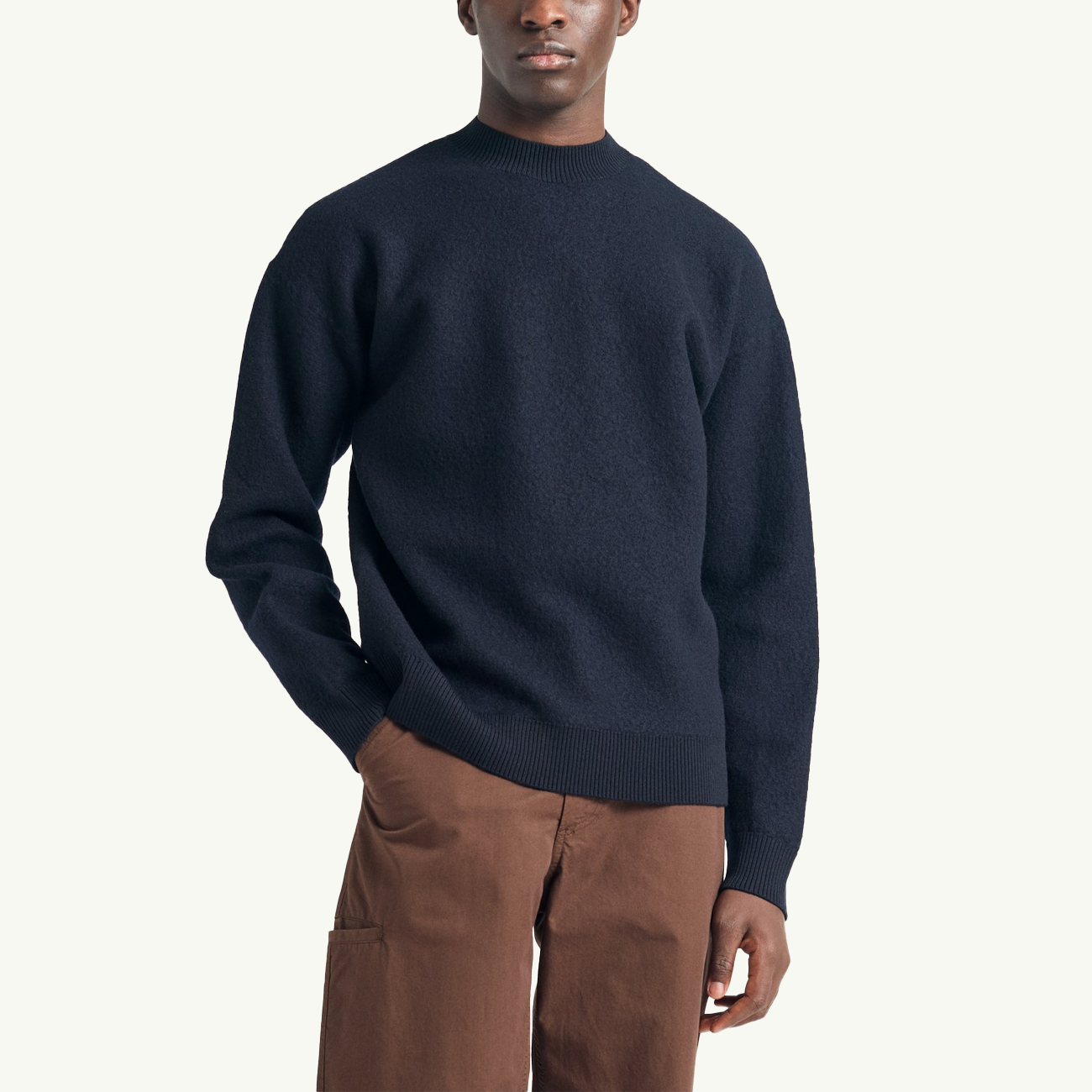 Rom Boiled Wool Crewneck - Dark Navy
