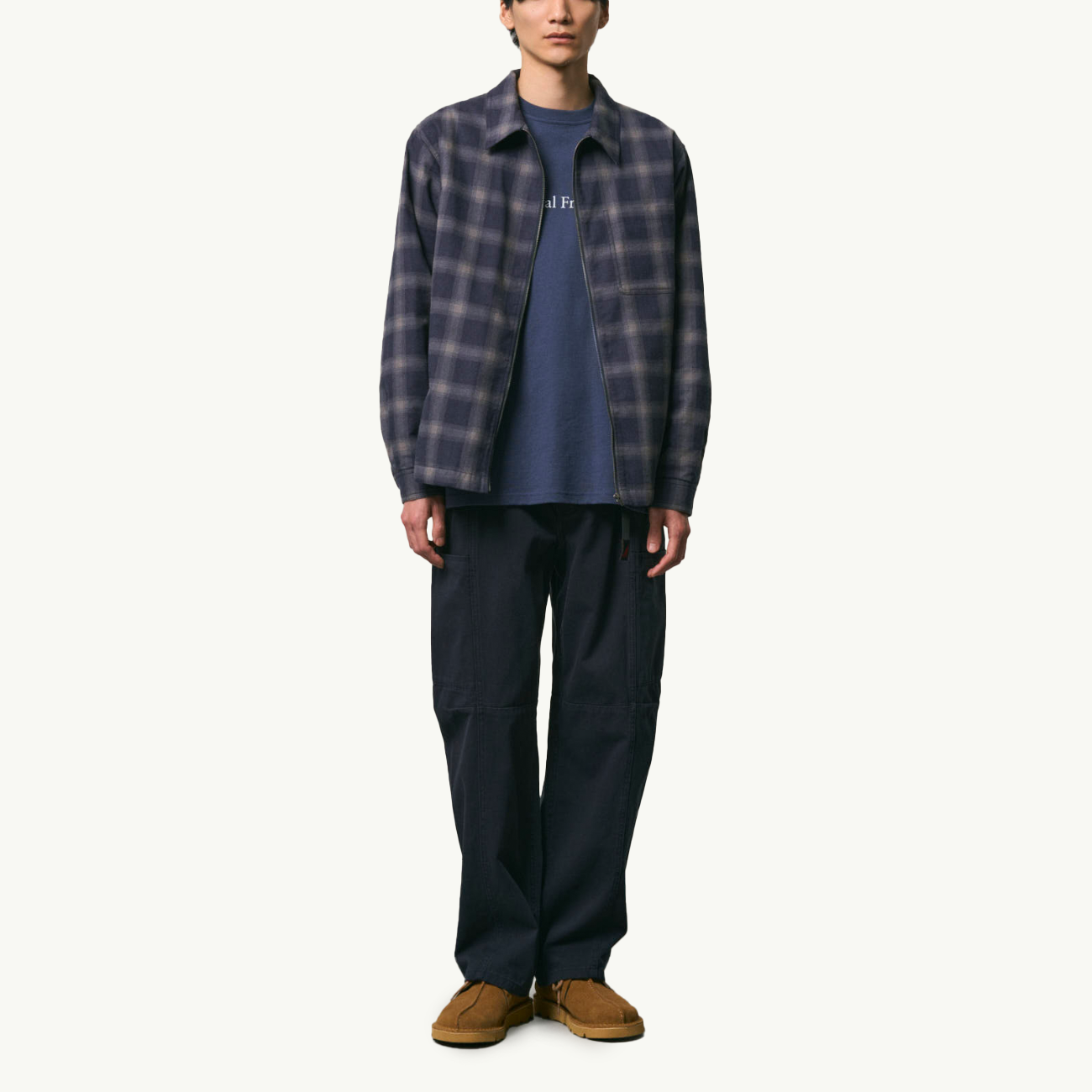 Zip-Up Insulated Flannel Shirt - Navy Shadow Plaid