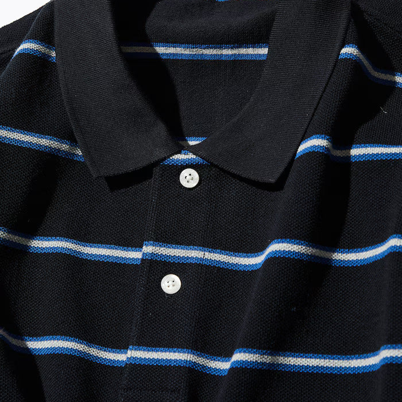 Striped Pique Polo Shirt - Black