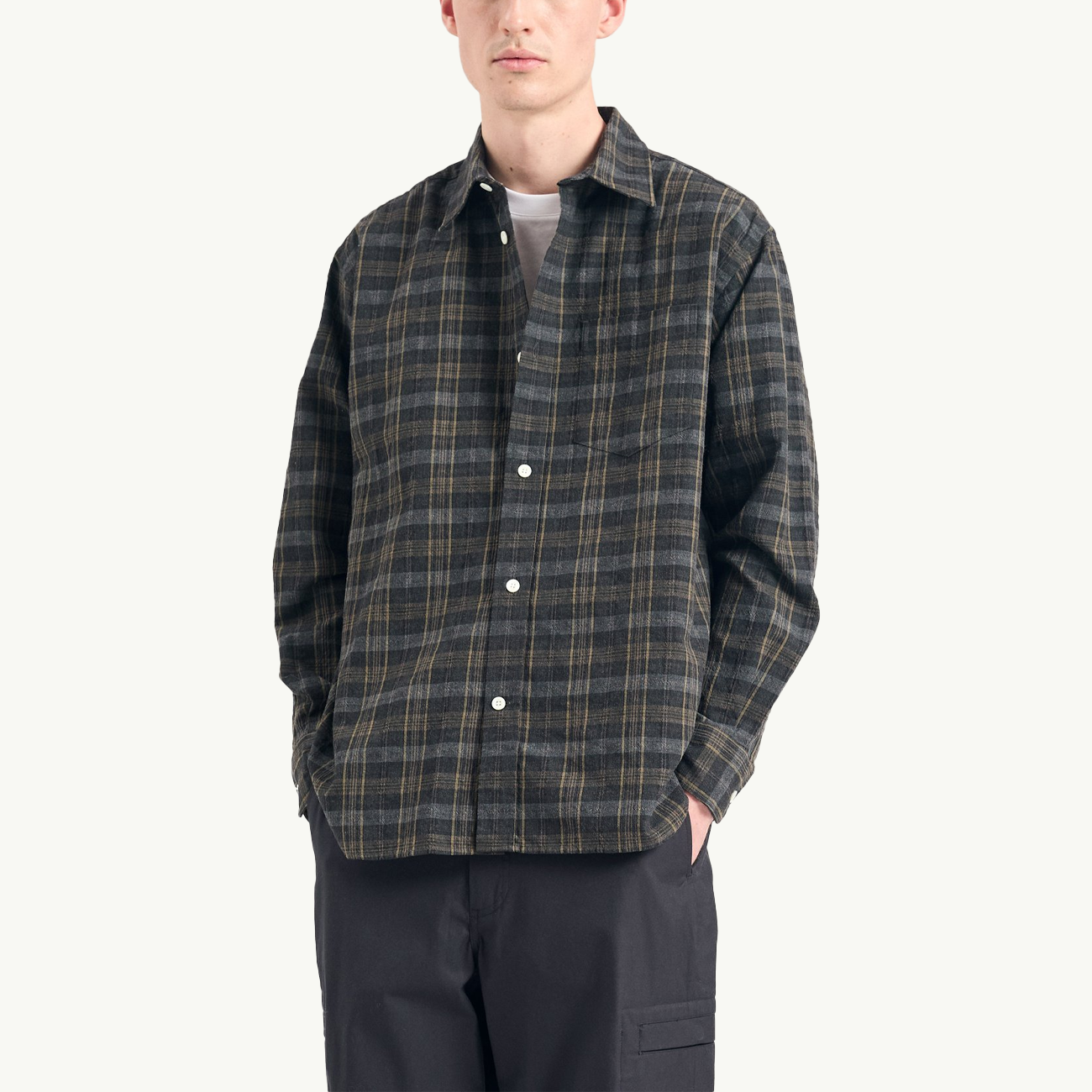 Ole Oversized Wool Check Shirt - Charcoal Grey