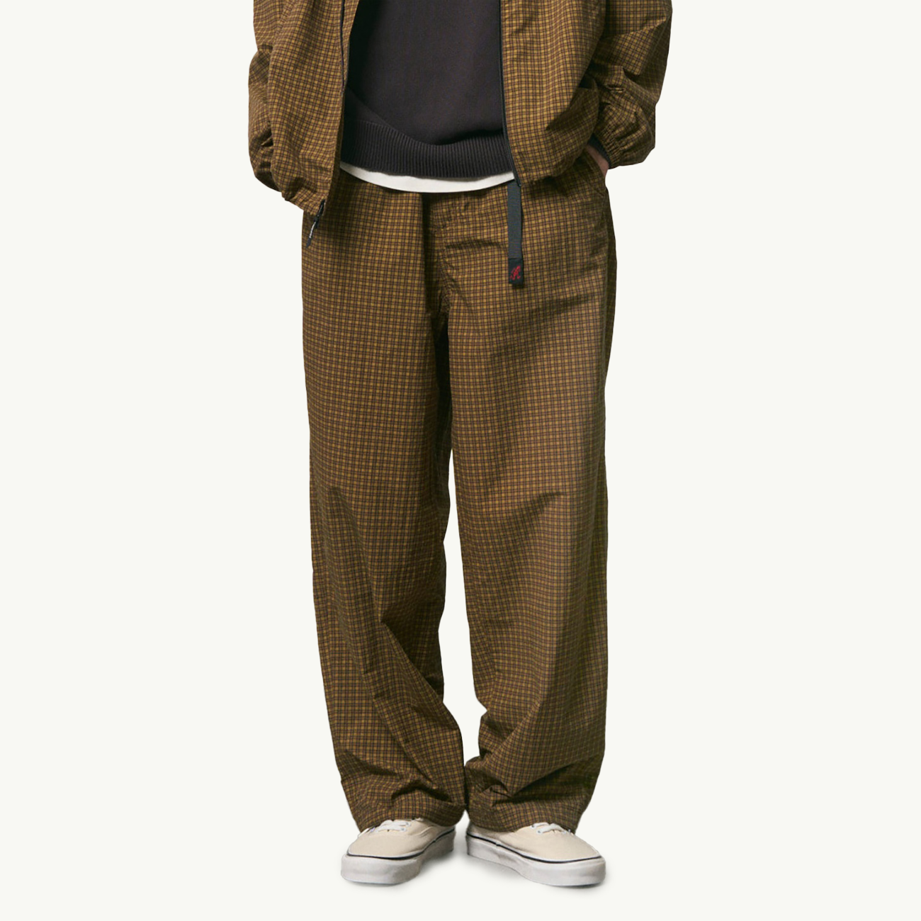 Mini Check Nylon Pant - Brown Check
