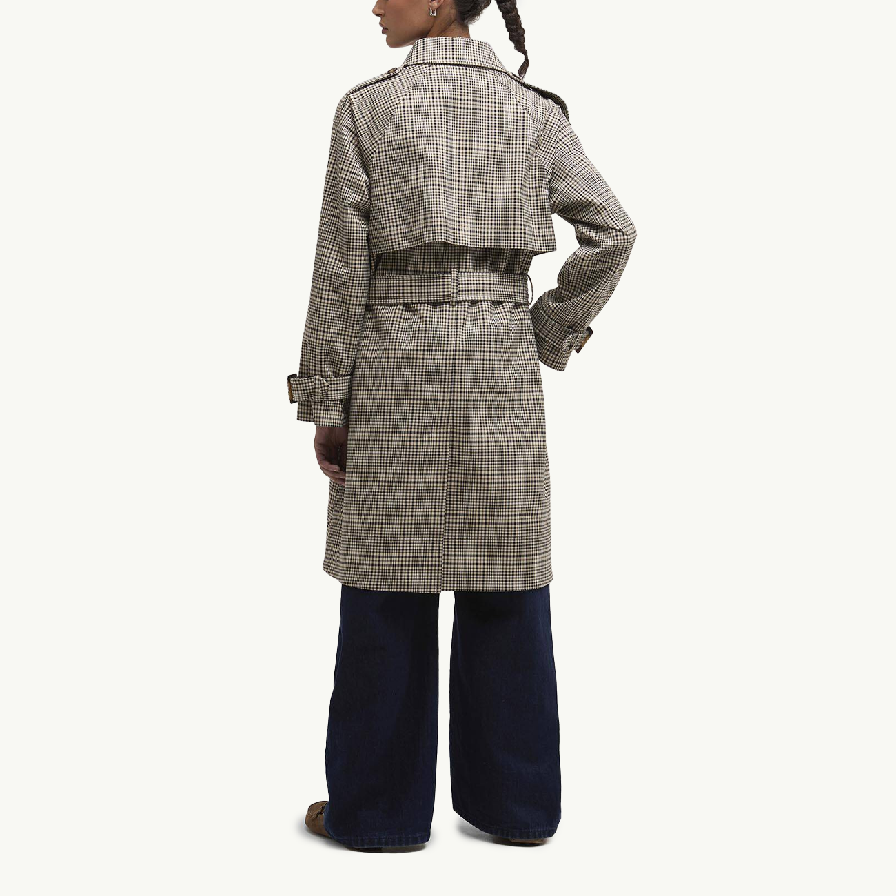 Maia Check Showerproof Trench - Olive Prince of Wales Check