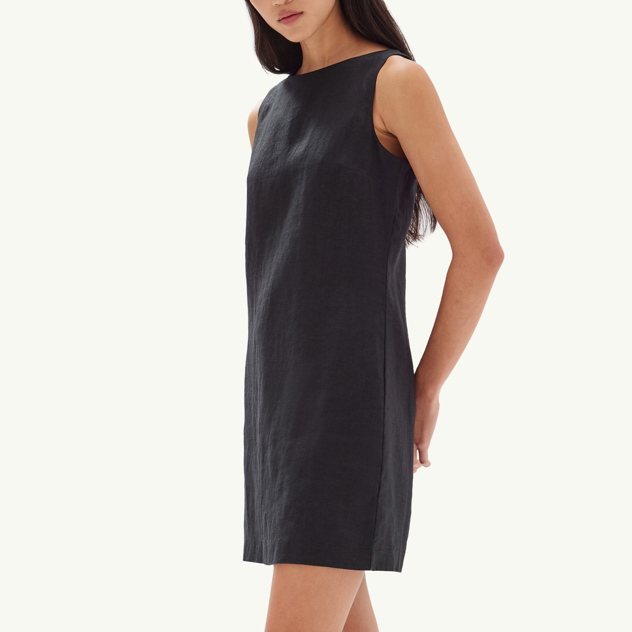 Nadine Linen Mini Dress - Black