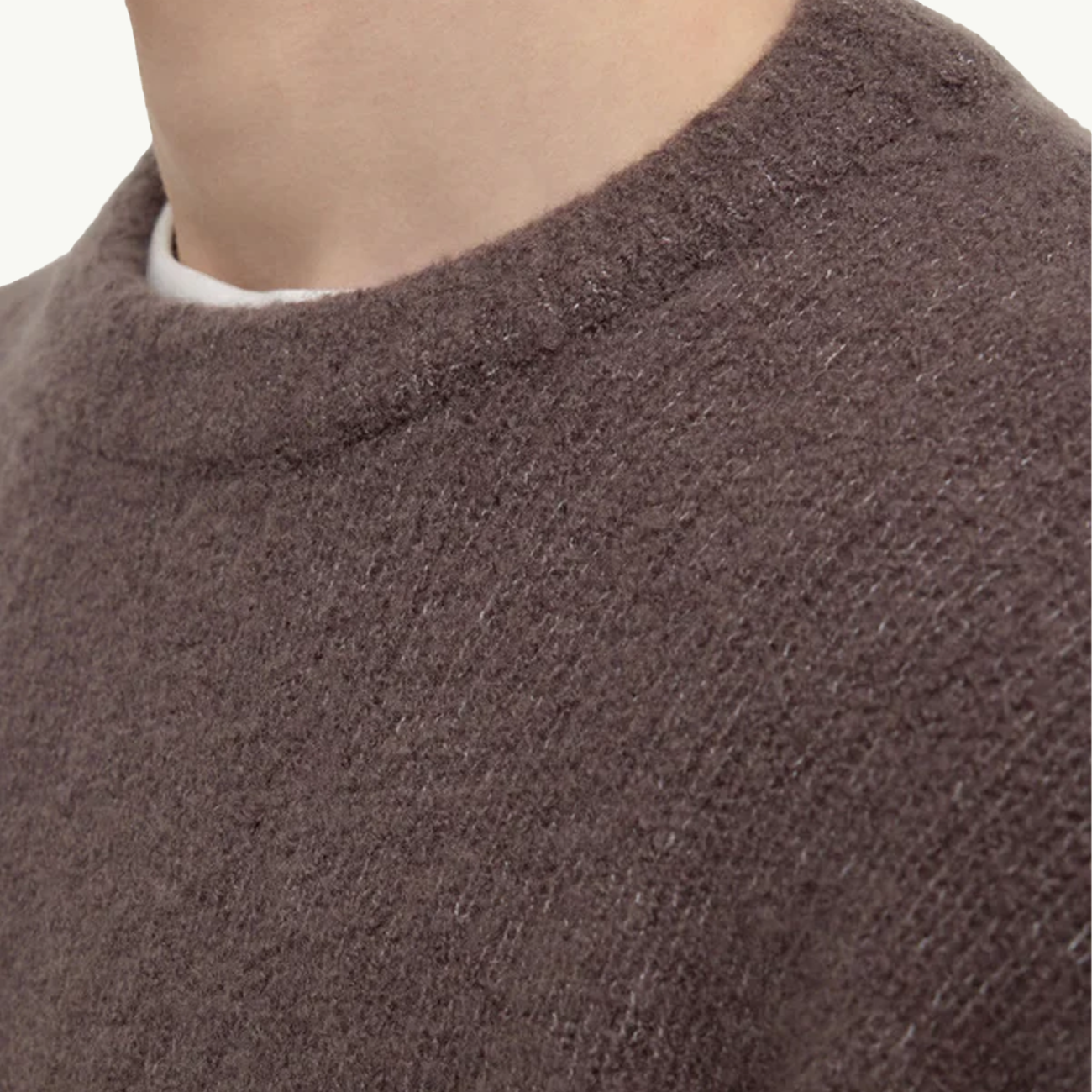 Dover Boucle Knit Cashmere Crew - Bark