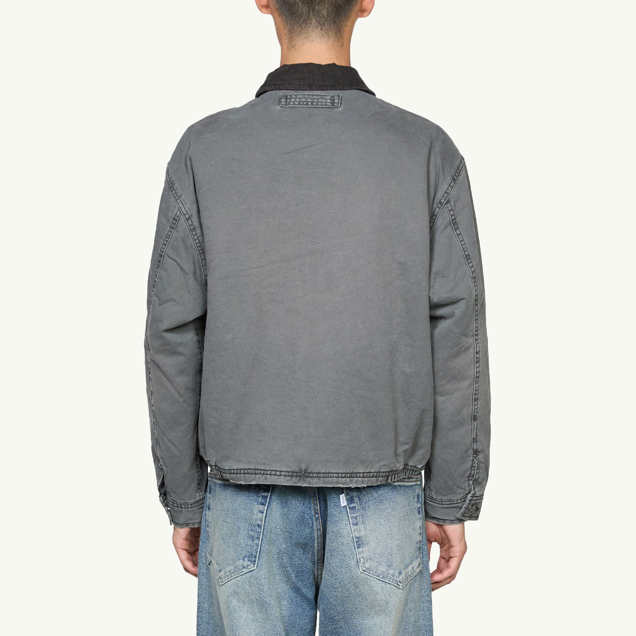 Padding Crushed Chino Zip Blouson - Charcoal