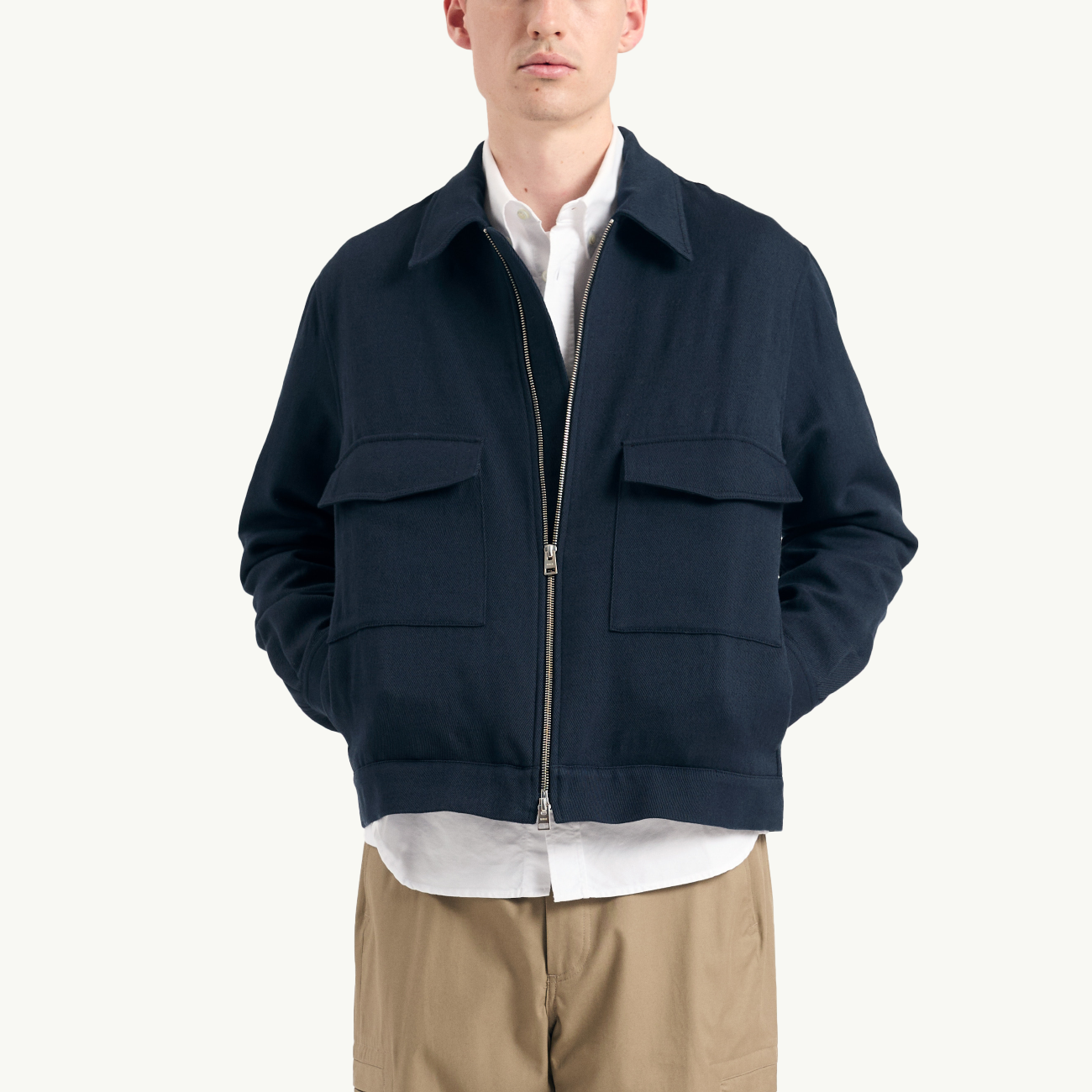 Aksel Cavalry Cotton Wool Windstopper Jacket - Dark Navy