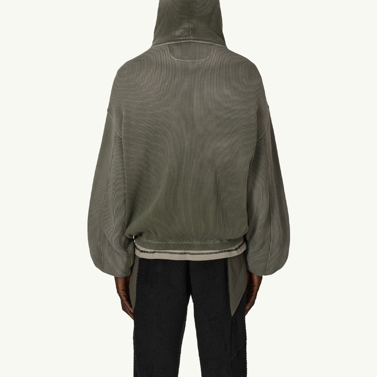 Bee Sun Faded Waffle Zip Up Hoodie - Olive