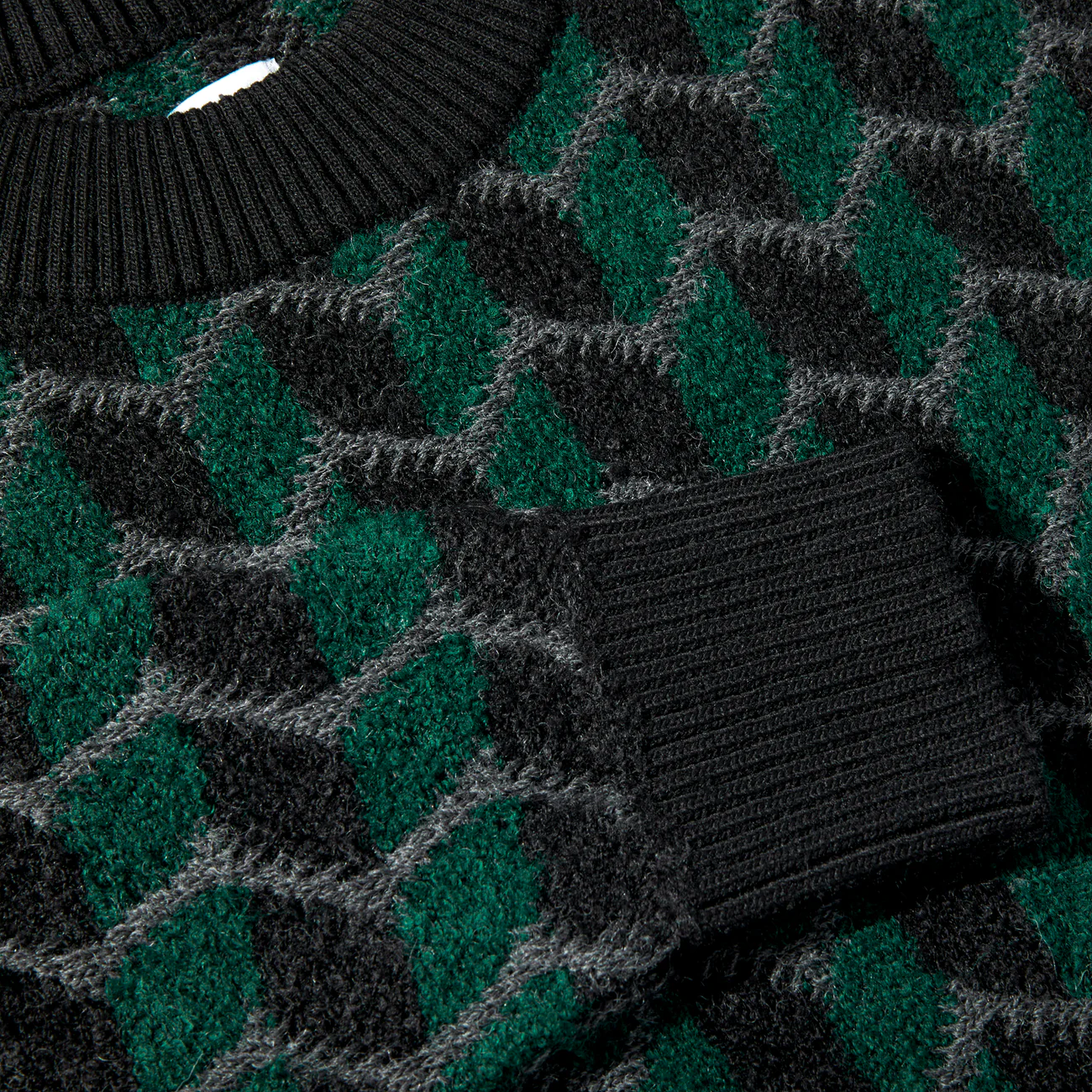 Zig Zag Knit Sweater - Black/Dark Teal