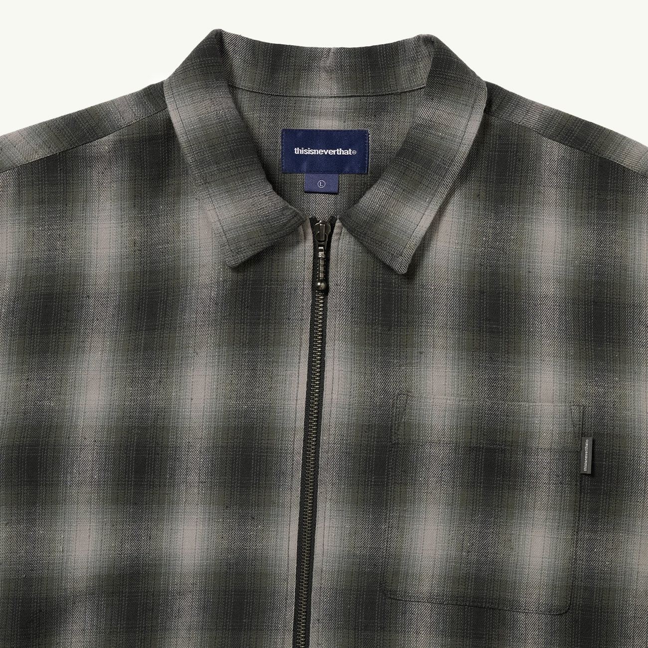 Nep Check Zip Shirt - Black