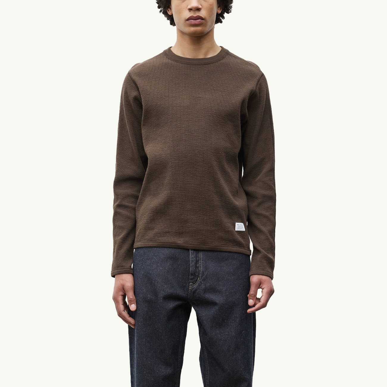 Stevns Cotton Hemp Military Rib LS T-Shirt - Delicioso Brown
