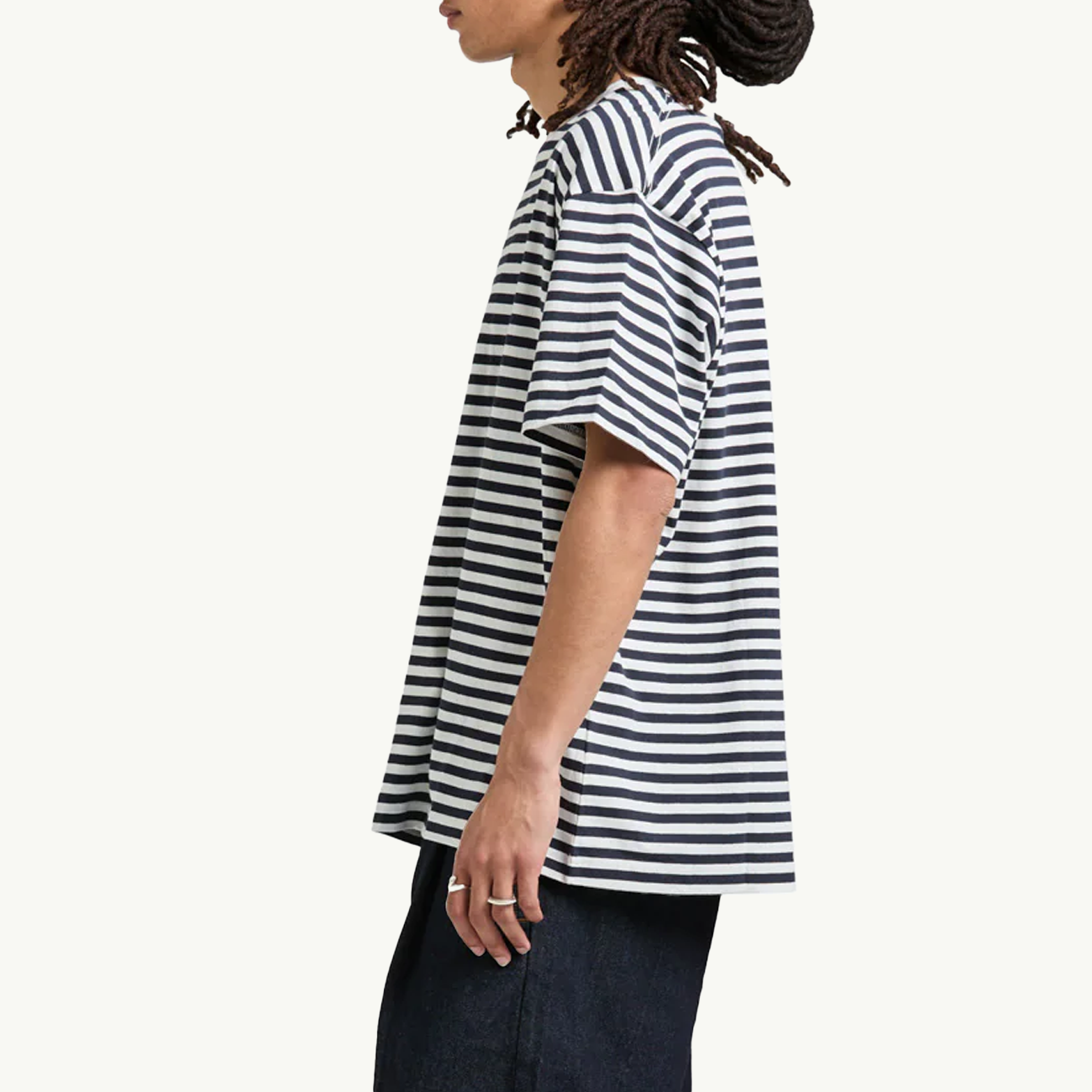 Grayson Stripe Tee - True Navy/White