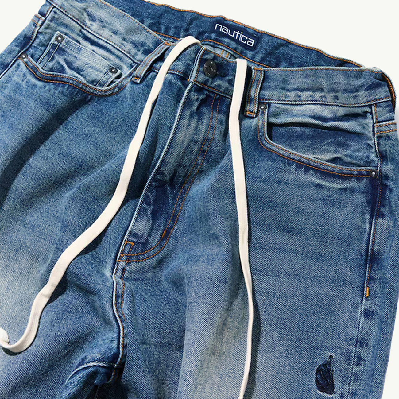 Vintage Washed Baggy Denim Pant - Blue