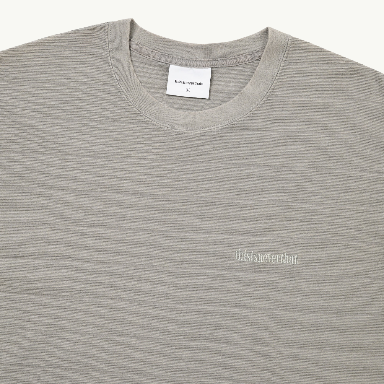 Border Jacquard Long Sleeve Tee - Graphite