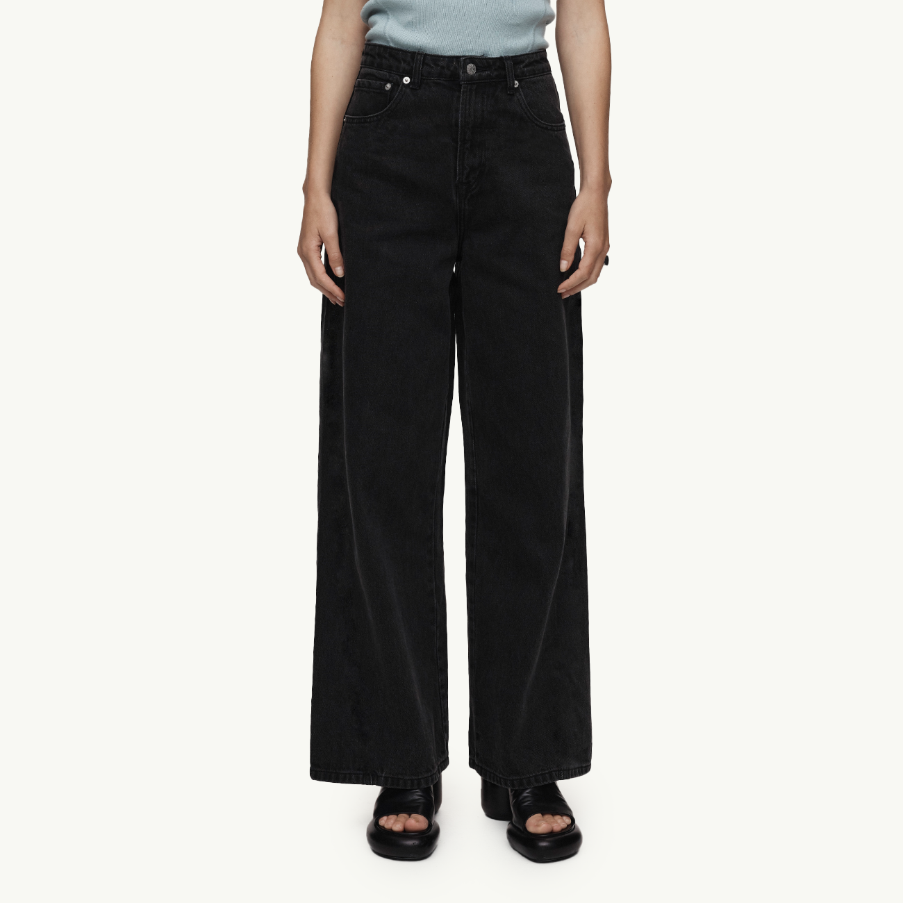 Wide Leg Jean - Washed Black