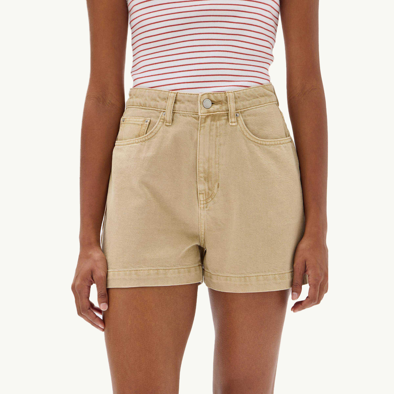 Boxy Denim Short - Tan