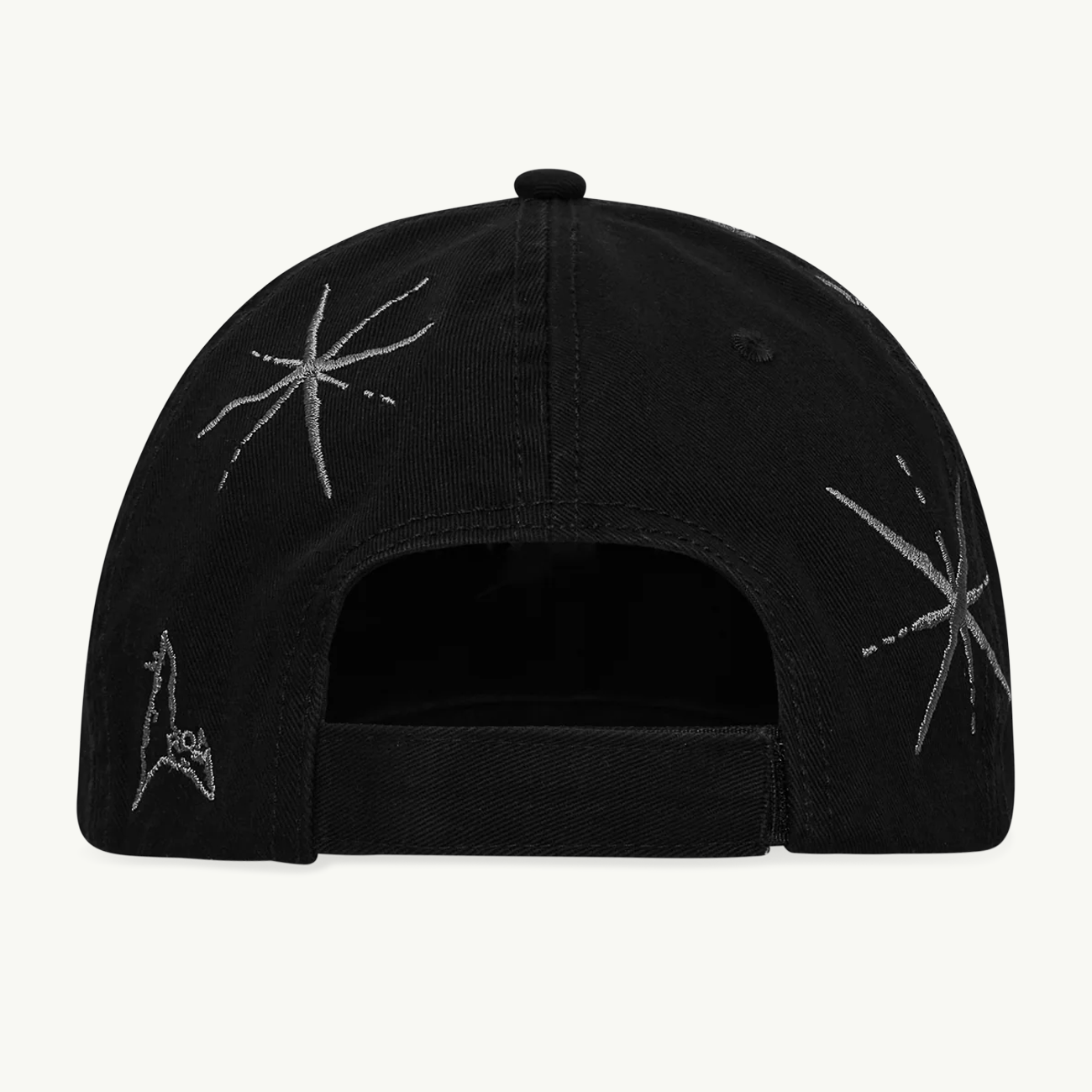 Ryli Embriodered 6 Panel Cap - Washed Black