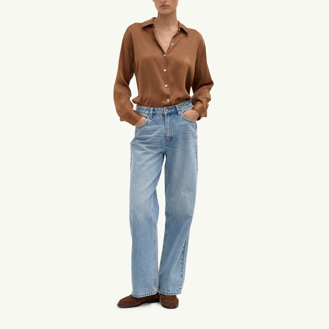 Pippa Silk Longsleeve Shirt - Bronze