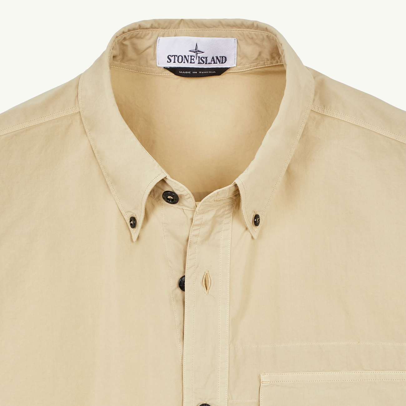 Overshirt Chest Pocket Logo Button Down - Sand 9580
