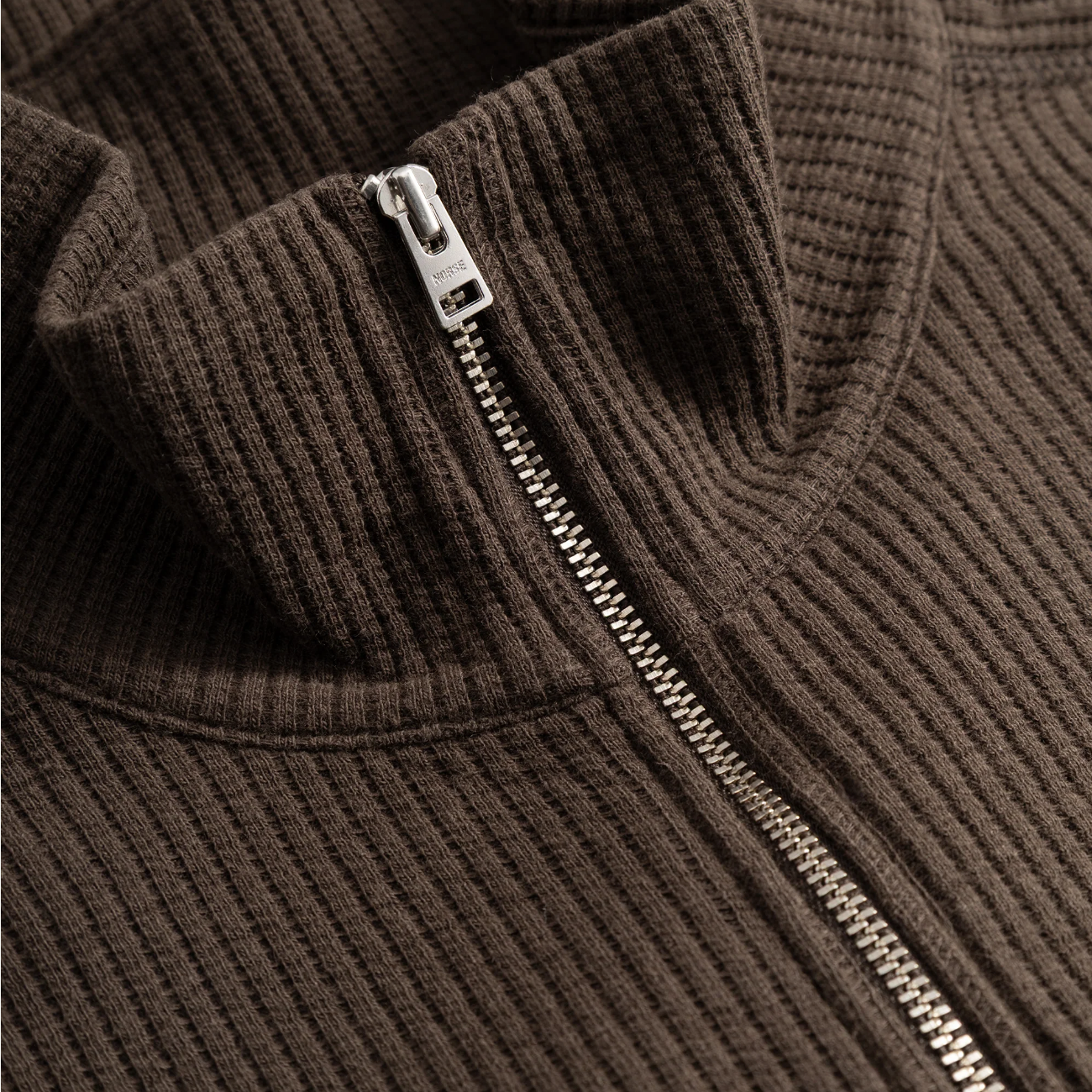 Teno Cotton Hemp Military Rib Zip Cardigan - Delicioso Brown