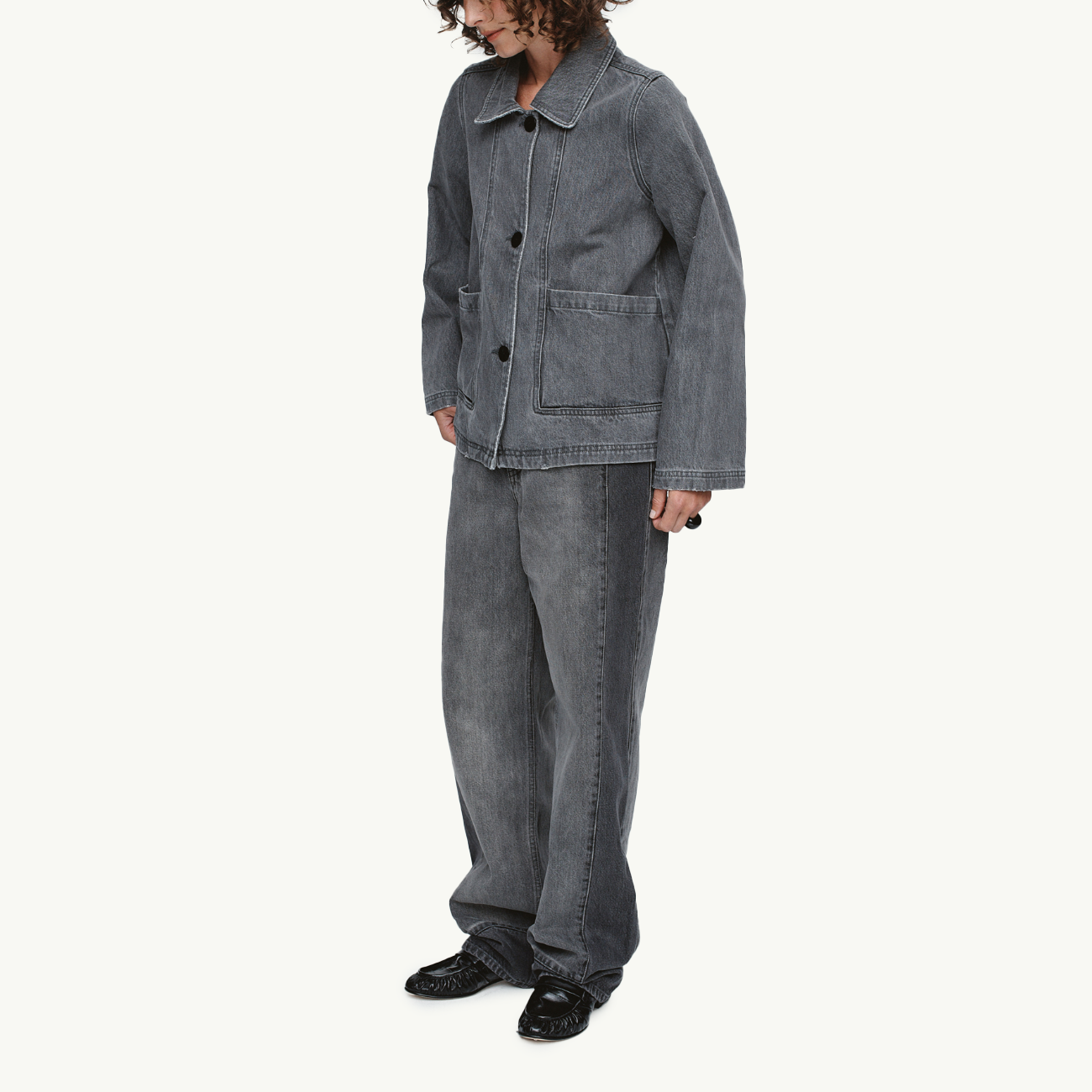 Cropped Pea Jacket - Stone