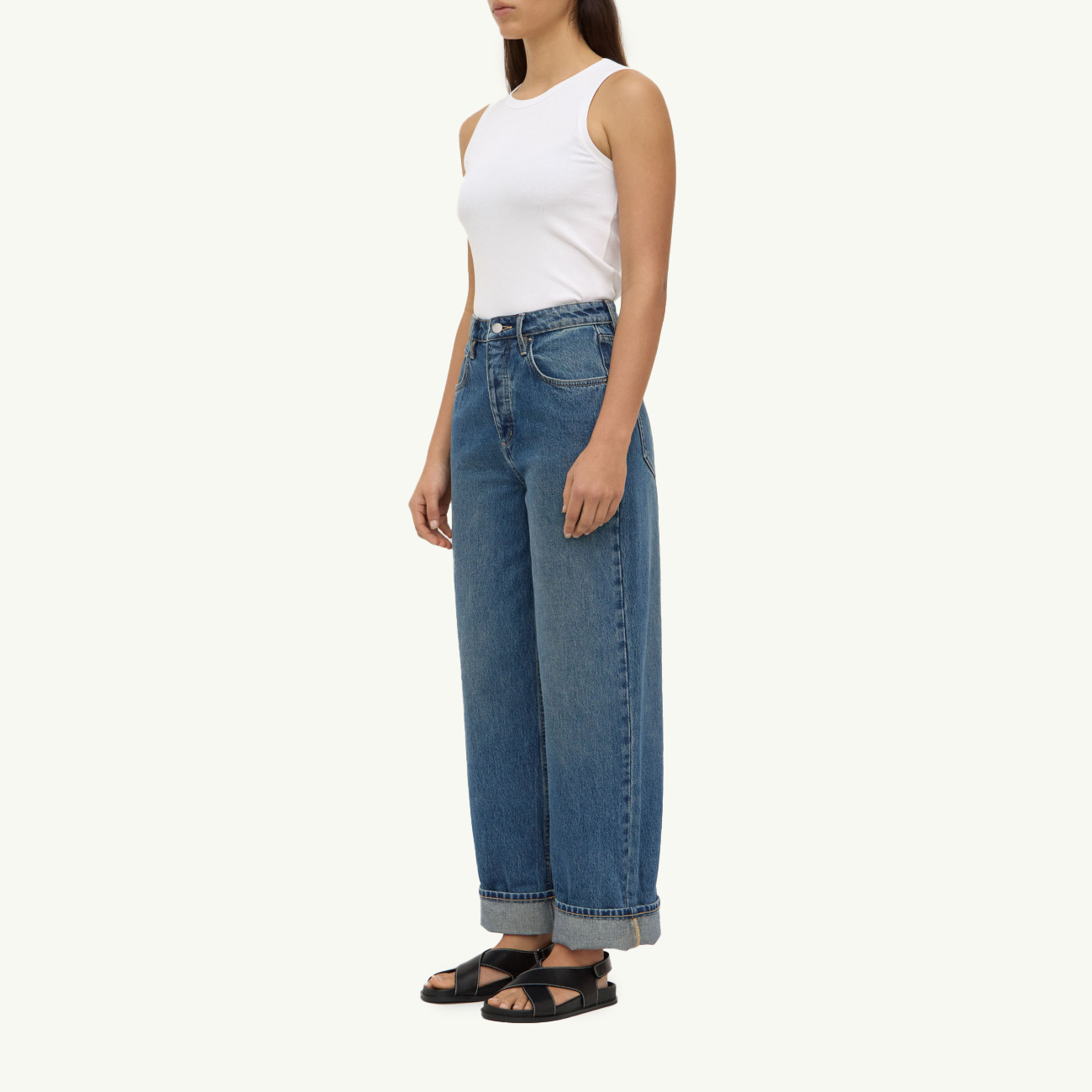 Oversized High Rise Jean - Dark Indigo Fade