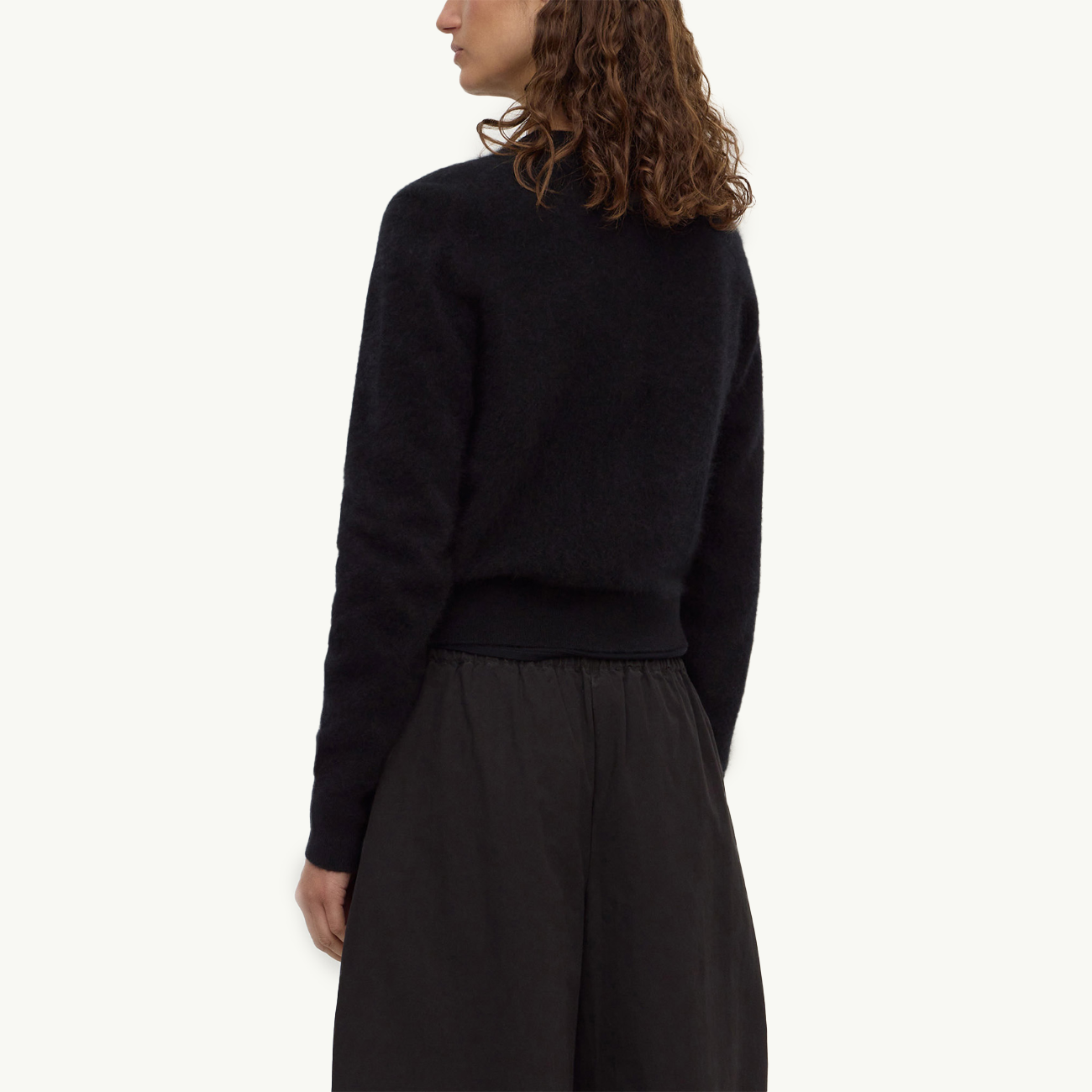 Carina Merino Wool Long Sleeve Cardigan - Black