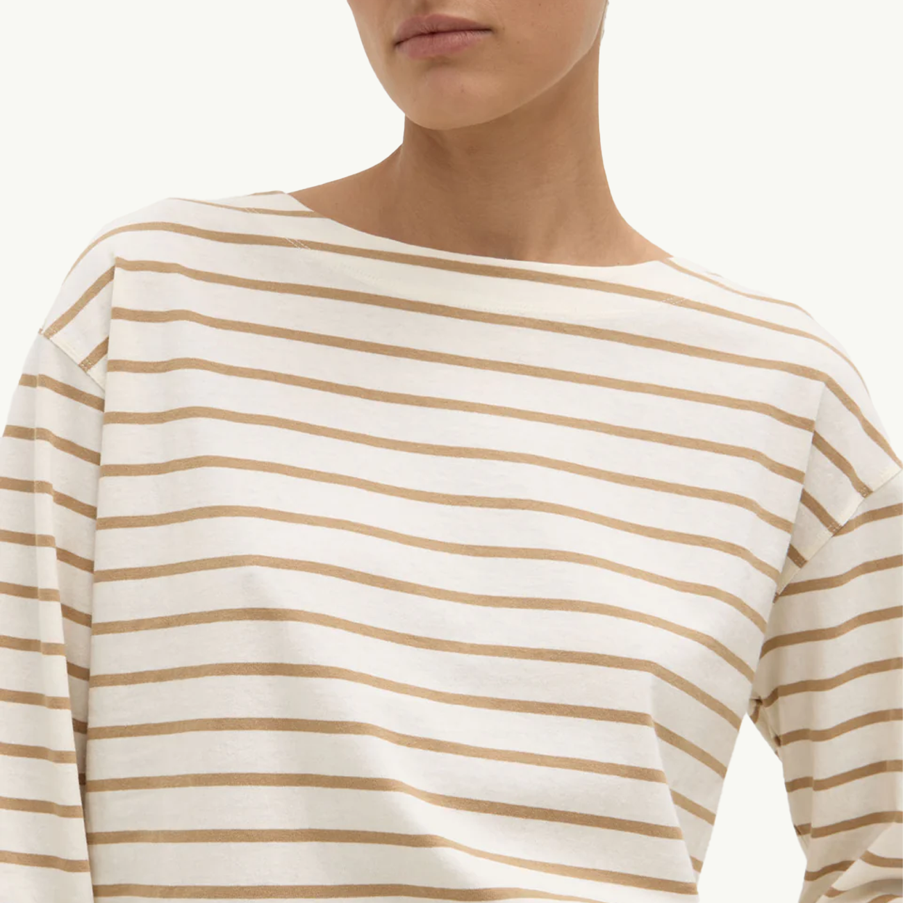 Bonne Longsleeve Tee - White/Tan