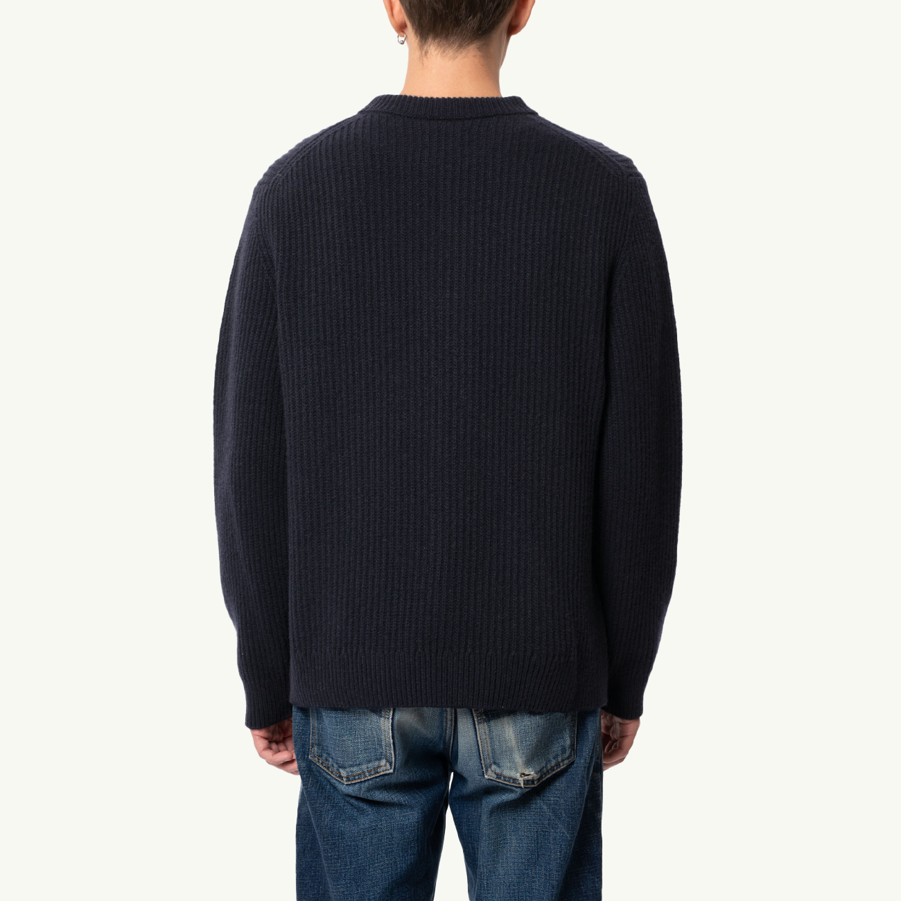 August Rib Cotton Sweater - Navy