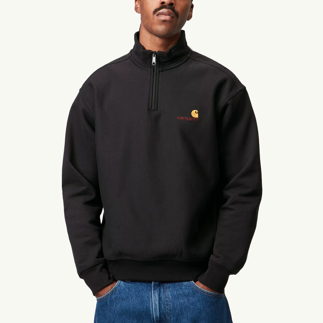 Half Zip American Script Sweat - Black