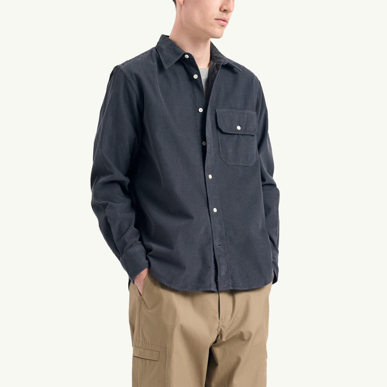 Algot Relaxed Micro Cord Shirt - Graphite