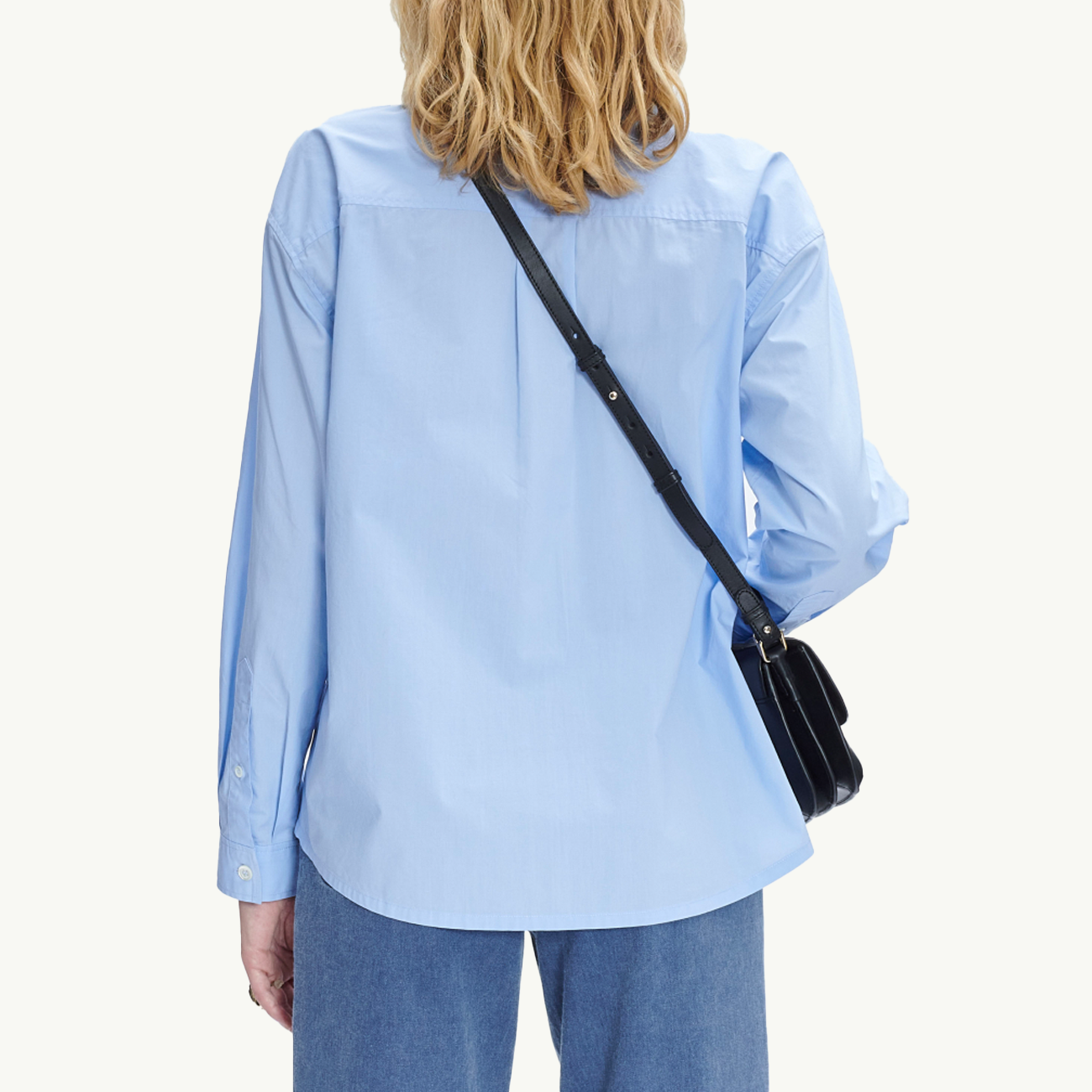 Women's Embroidered Boyfriend Shirt - Pale Blue