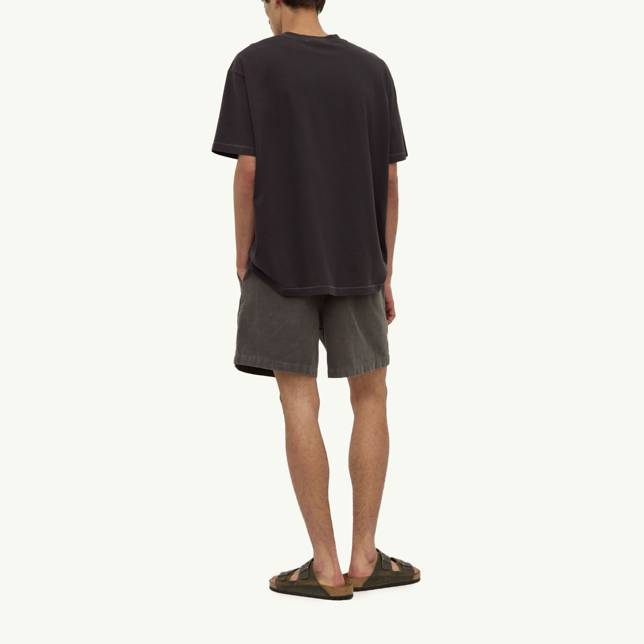 Kit Contrast Stitch Tee - Washed Black/Putty