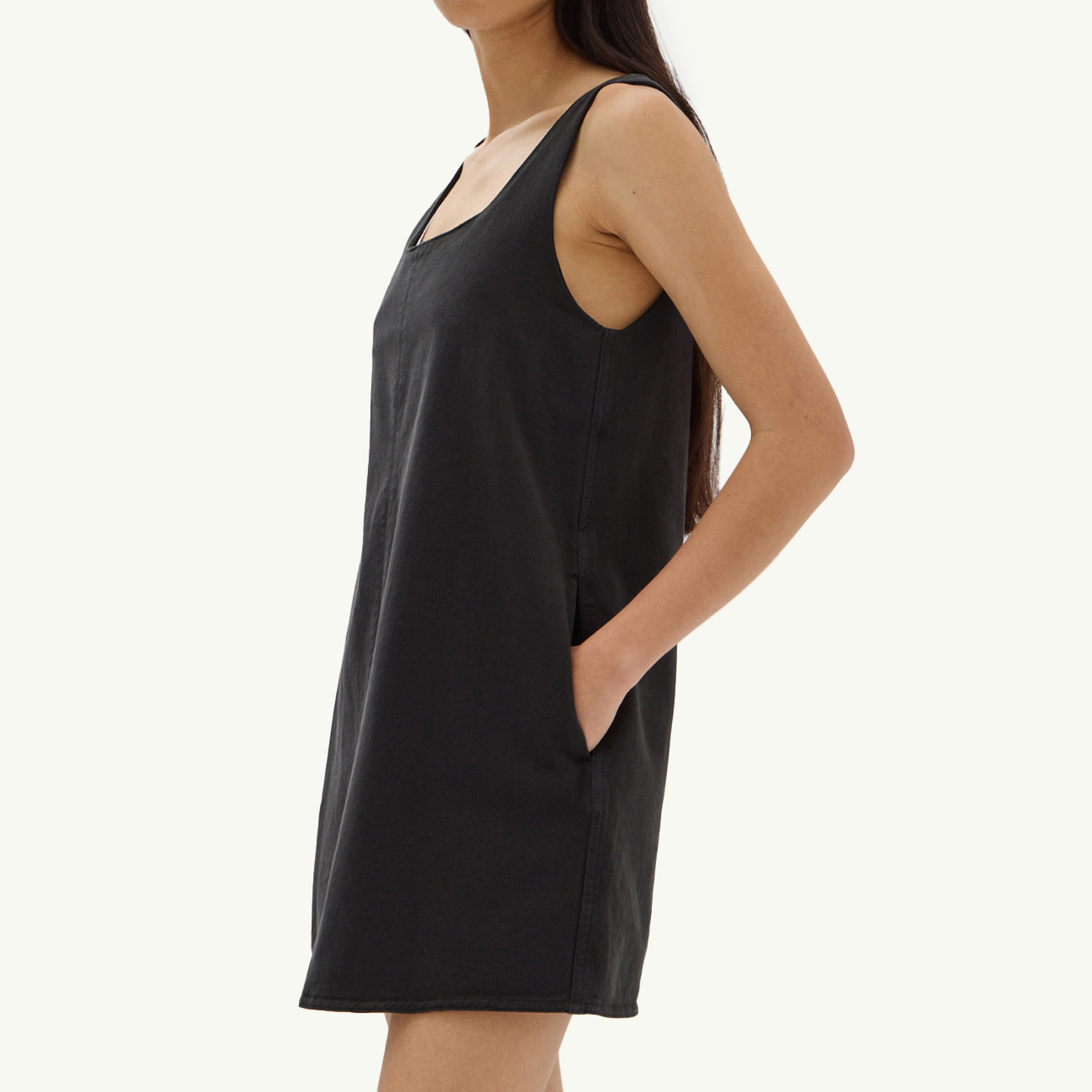 Zoey Twill Mini Dress - Black