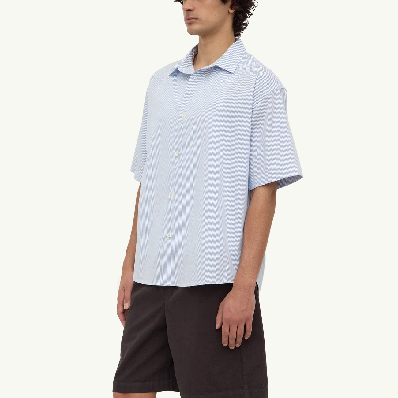 Aron Poplin Stripe Short Sleeve Shirt - Blue/White