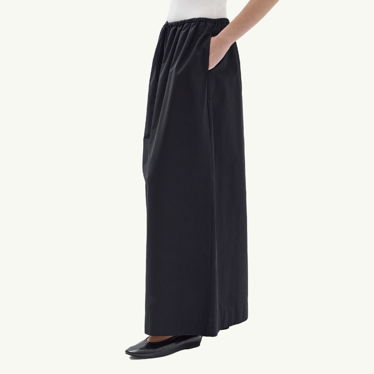 Philipa Poplin Midi Skirt - Black