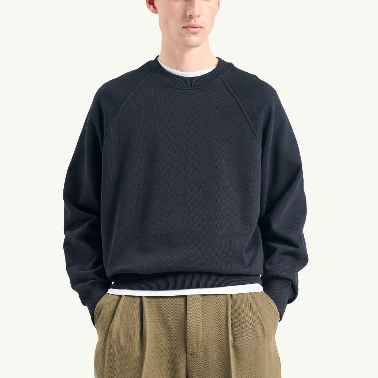 Tyr Relaxed Organic Loopback Raglan Crew - Dark Navy